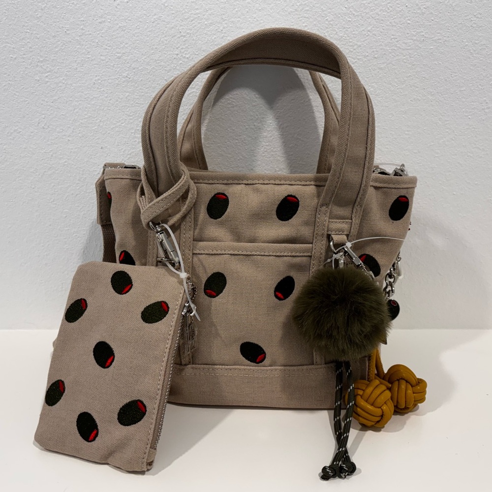 NWT Viral Madden Girl Mini Tote RARE Olives Charms Crossbody w/ Pouch